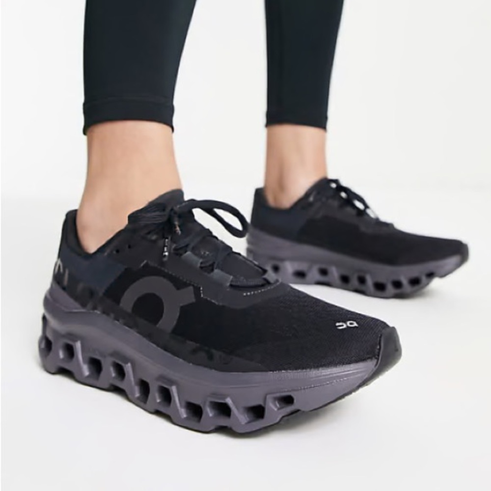 On Womens Cloudmonster Black/magnet Running Shoes